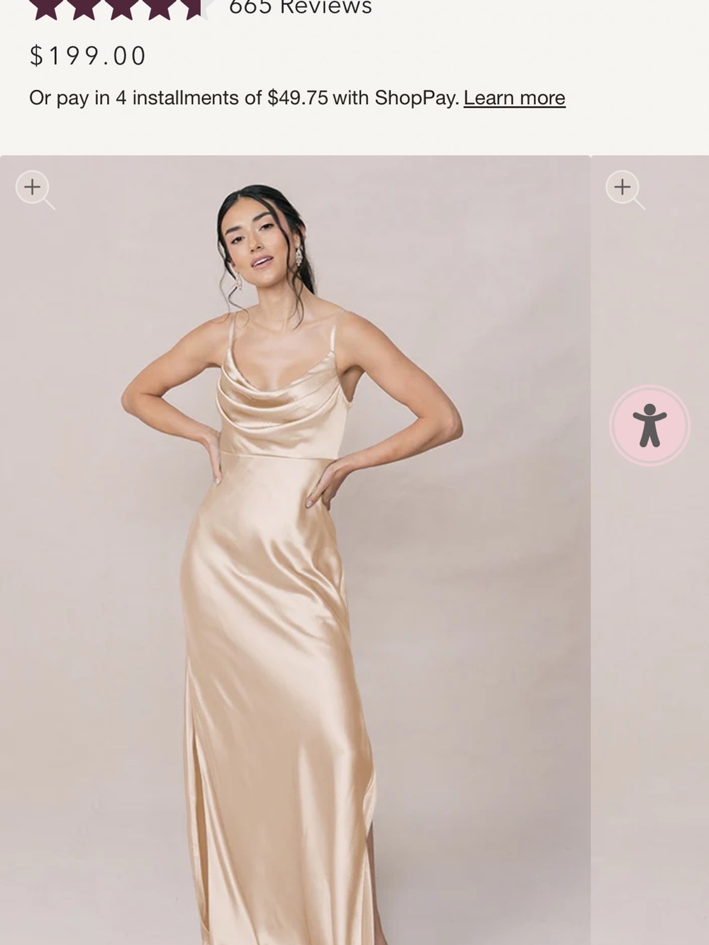 Revelry Skye Champagne Satin Bridesmaid Dress